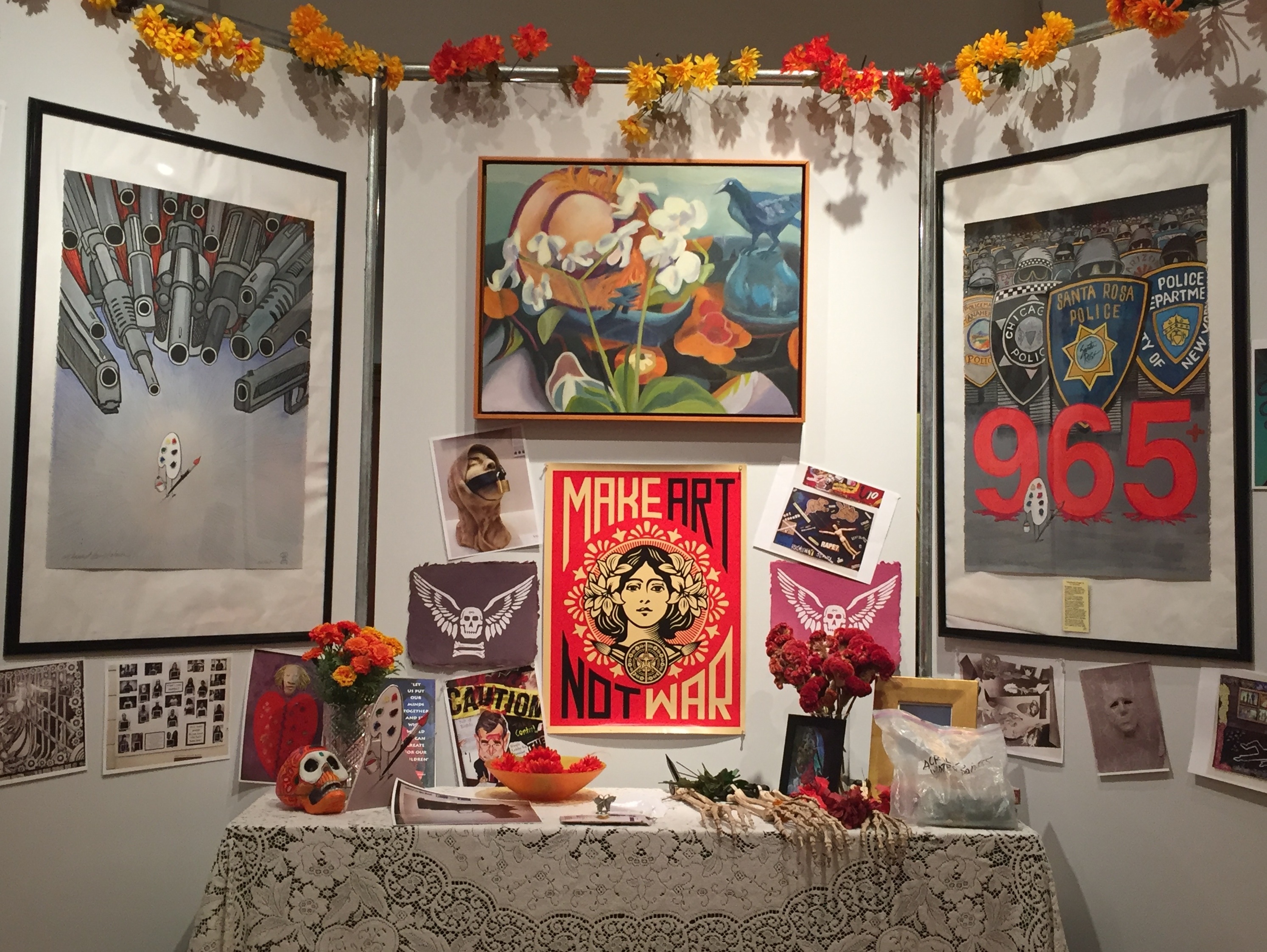 Marsha Connell's Murder of Crows Painting in Peter Perez's altar for Day of the Dead, Sonoma county History Museum, 2016.jpg